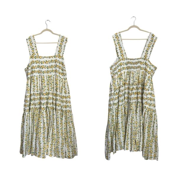 NEW ANTHROPOLOGIE  Helena Smocked Midi Dress - Yellow Floral - Picture 9 of 11